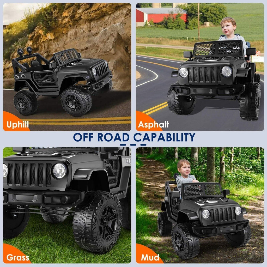 Premium 12V Electric Ride-On Jeep with LED Lights, MP3 Player, Remote Control, and 3 Speed Options