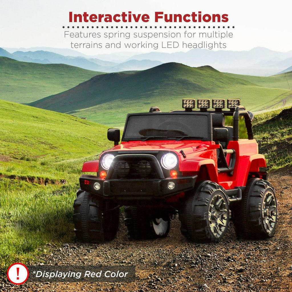 Premium 12V Ride-On Truck for Kids with 3 Speeds, LED Lights, Remote Control, and Bluetooth Connectivity
