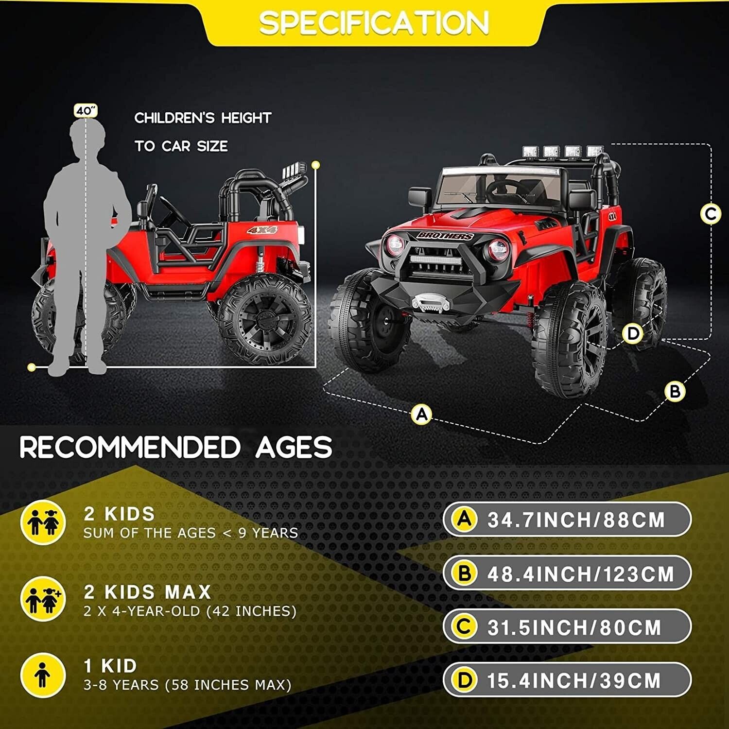 Premium 24V Electric Kids Ride On Jeep with Remote Control and Bluetooth Connectivity