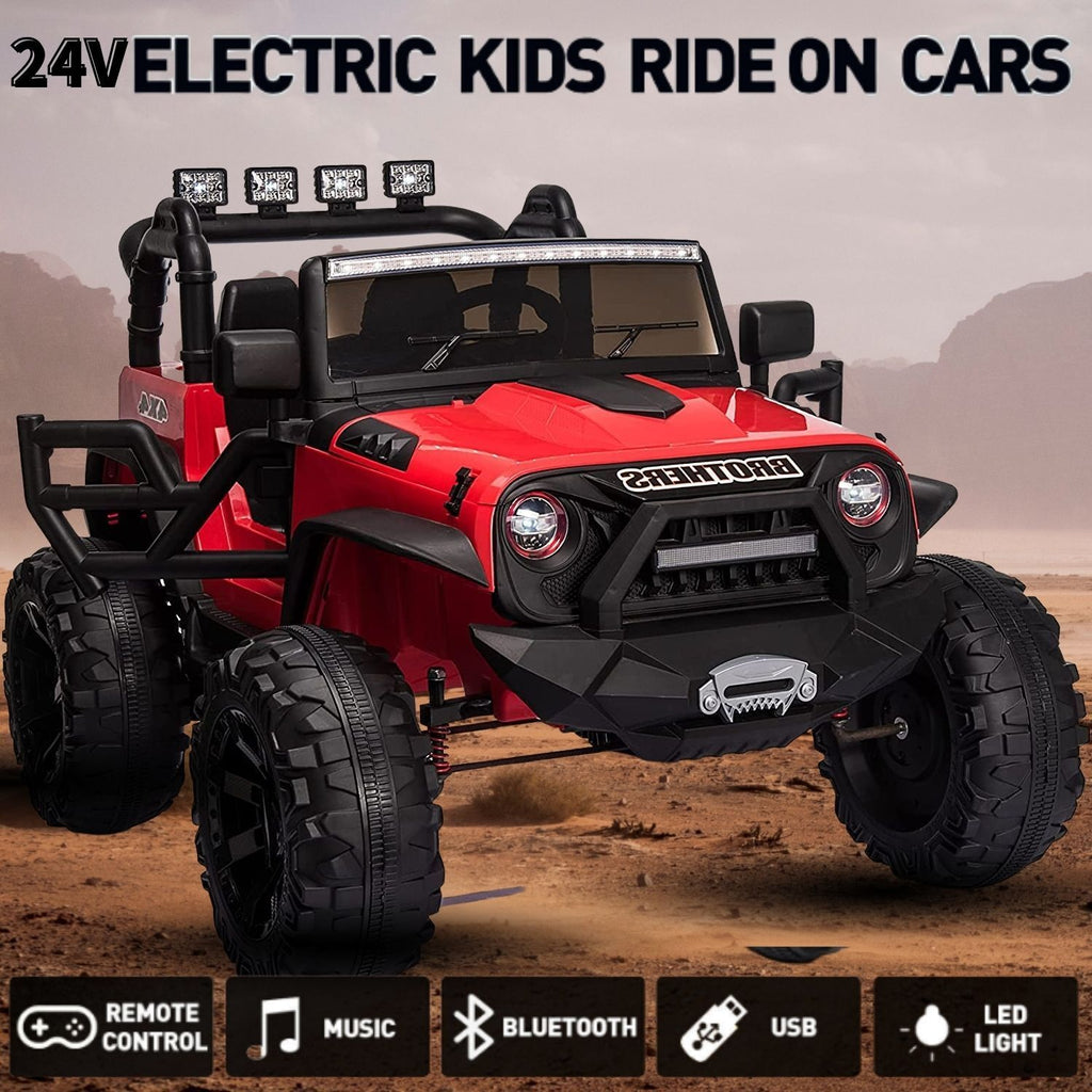 2-Seater Electric Ride-On Car with LED Lights, MP3 Player, and Remote Control for Kids (24V)