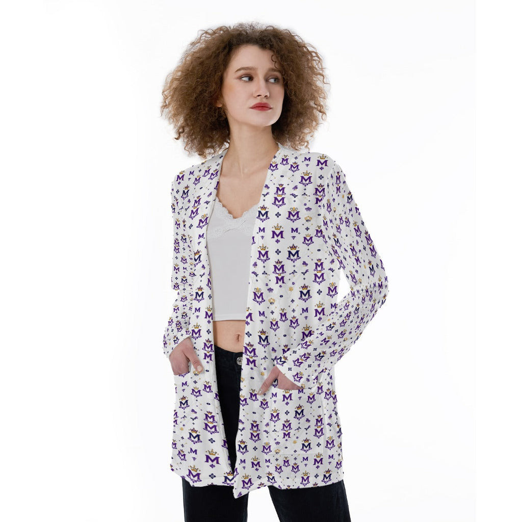 Munsieur Printed Cardigan Sweater with Pockets - Stylish