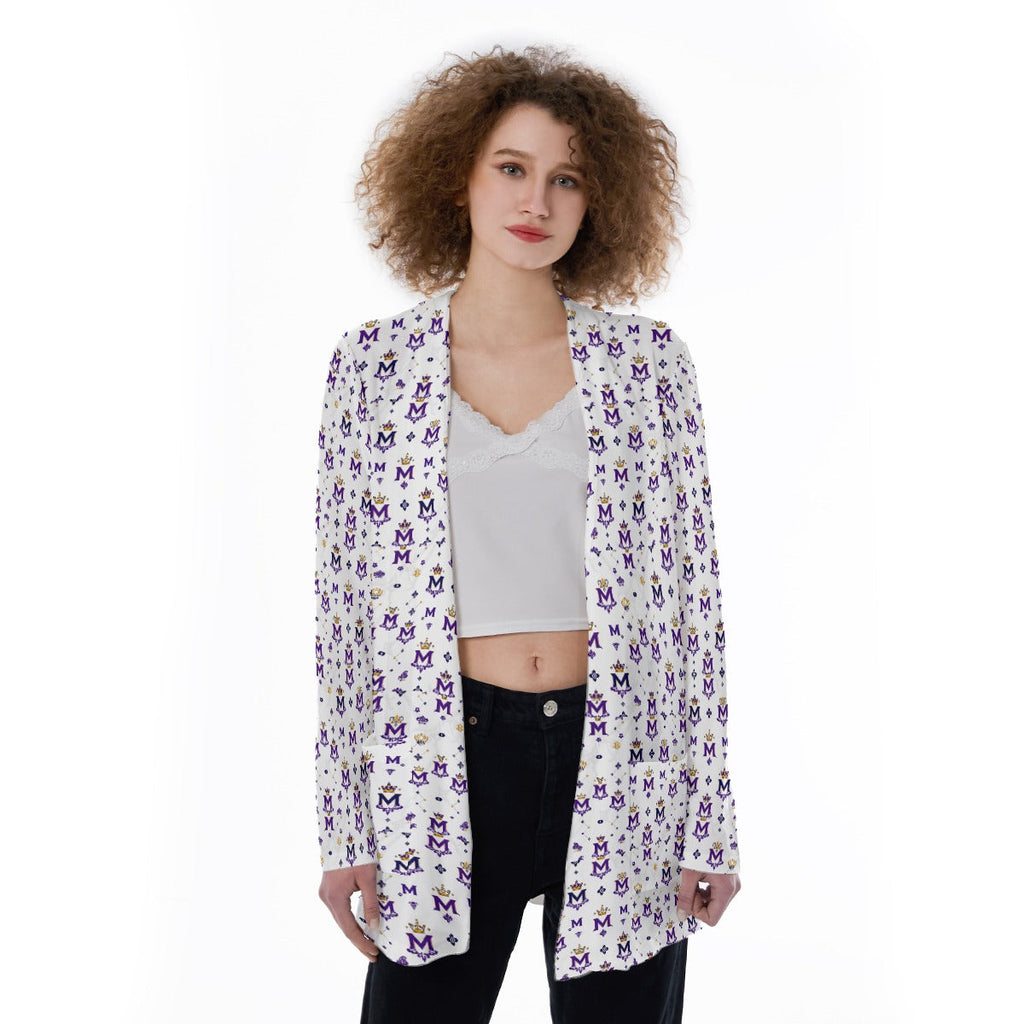 Munsieur Printed Cardigan Sweater with Pockets - Stylish