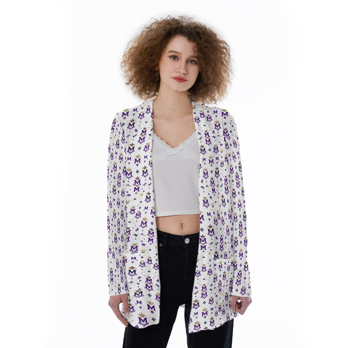 Munsieur Printed Cardigan Sweater with Pockets - Stylish