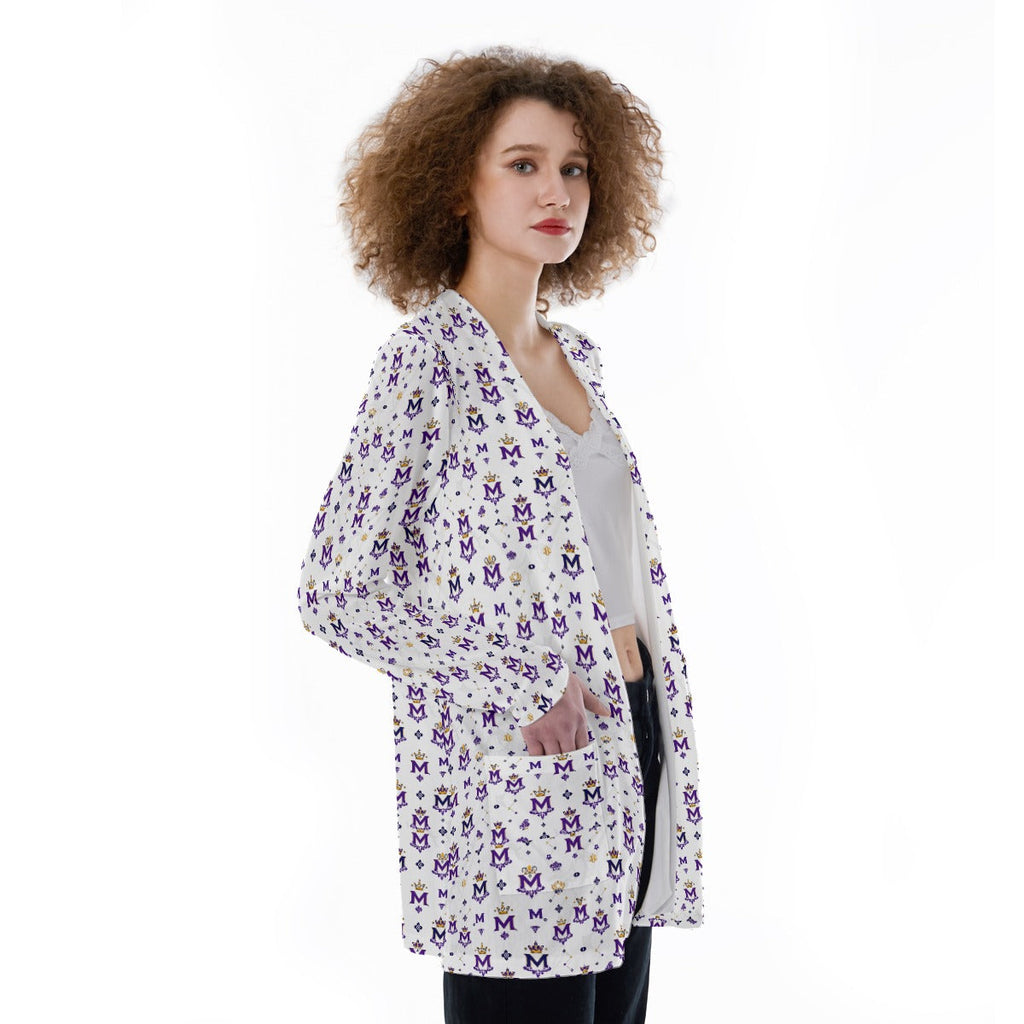 Munsieur Printed Cardigan Sweater with Pockets - Stylish