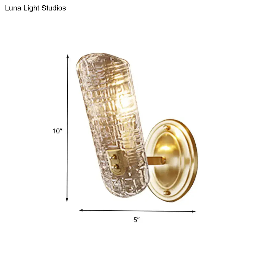 Prism textured glass gold wall light for corridor