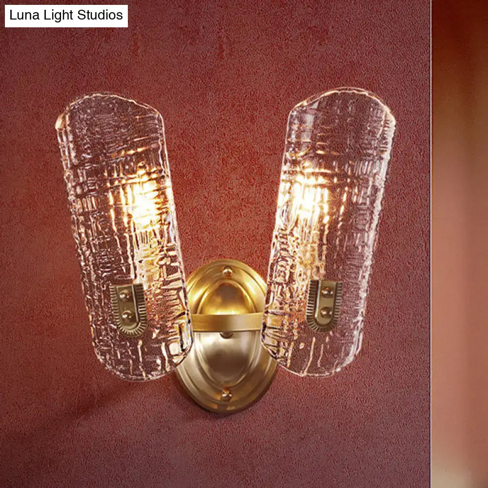 Prism textured glass gold wall light for corridor