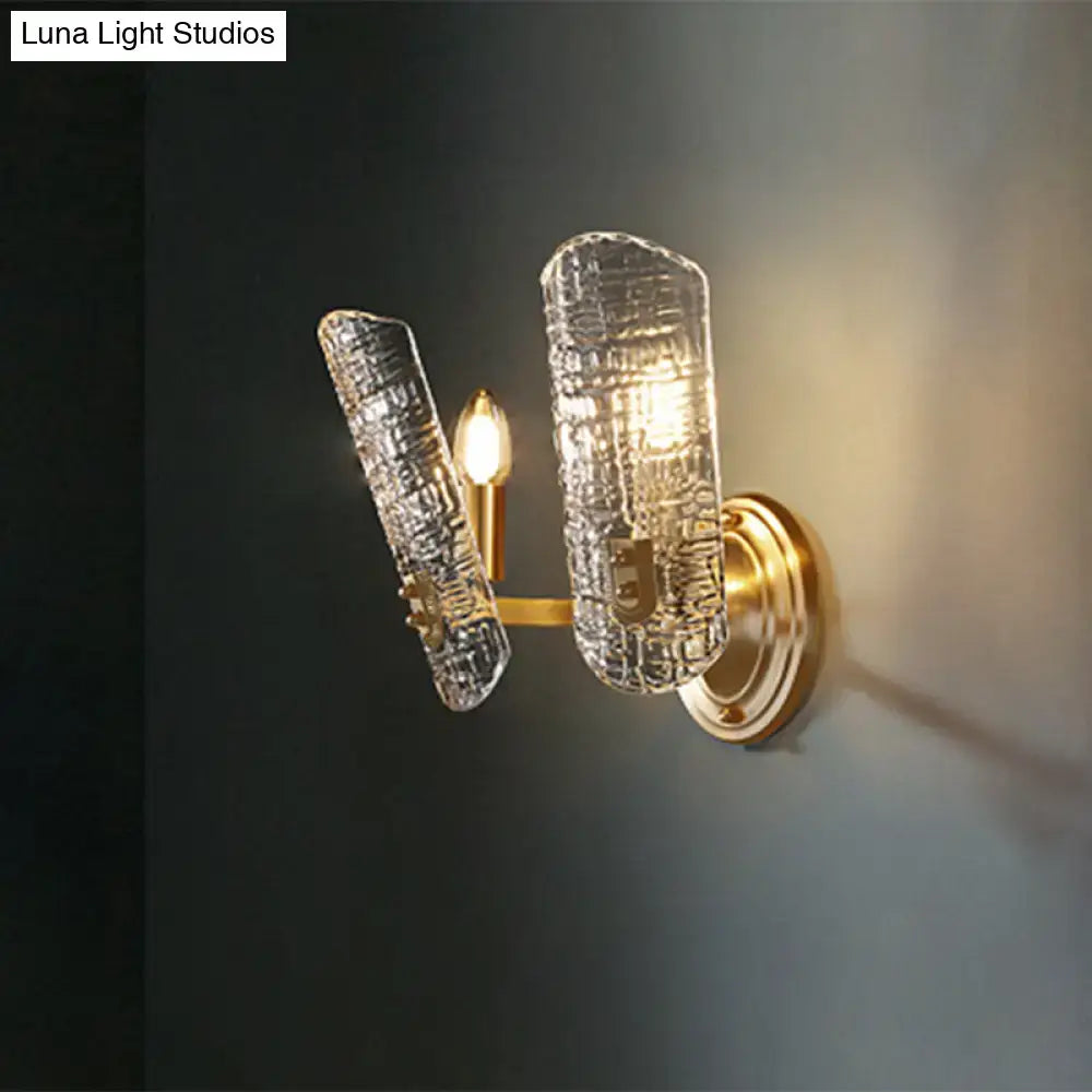 Prism textured glass gold wall light for corridor