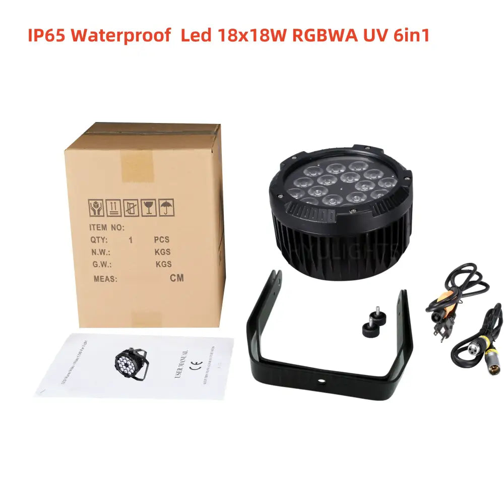 Professional black 18x18w rgbwa uv 6in1 led par stage light