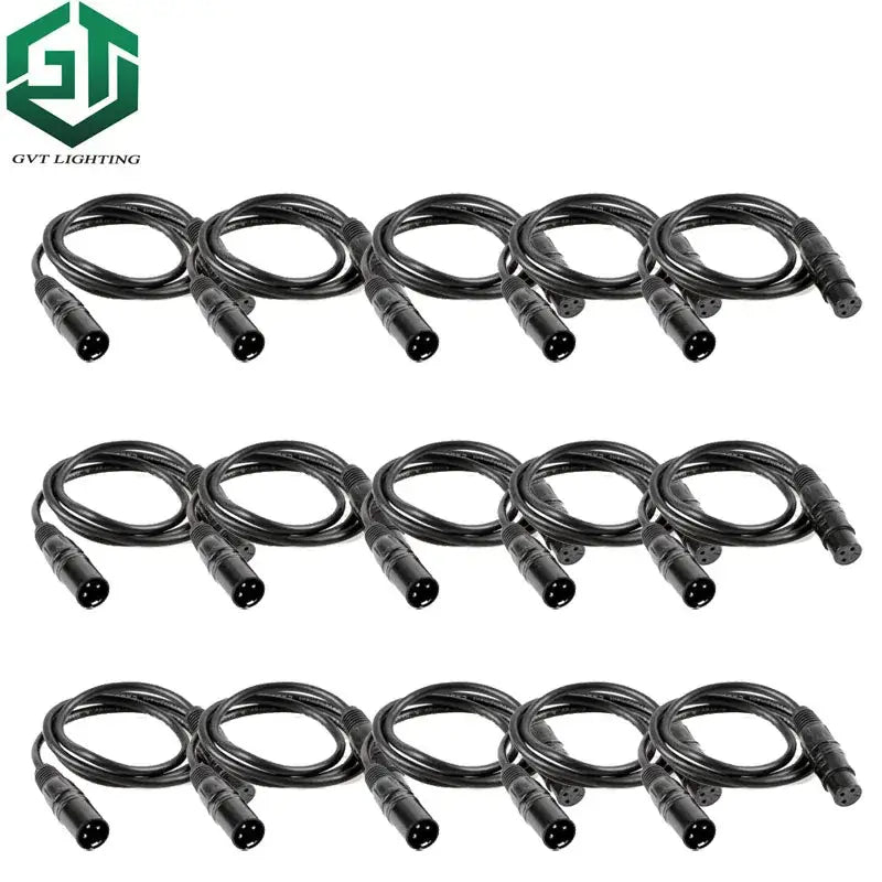 Professional black shielded dmx cables 15 pack stage lighting accessory