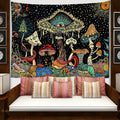 Psychedelic mushroom forest colorful eyes tapestry bedroom wall art