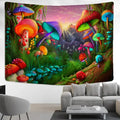 Psychedelic rainbow cartoon planet mushroom tapestry bedroom wall art