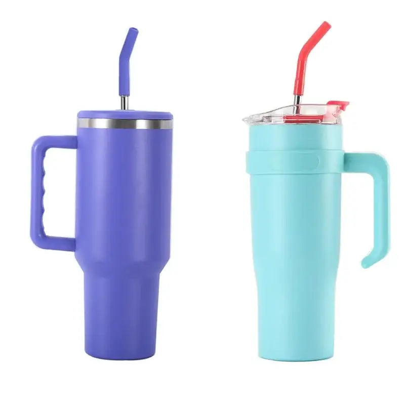 Purple and teal stainless steel sippy cup kitchen travel mug