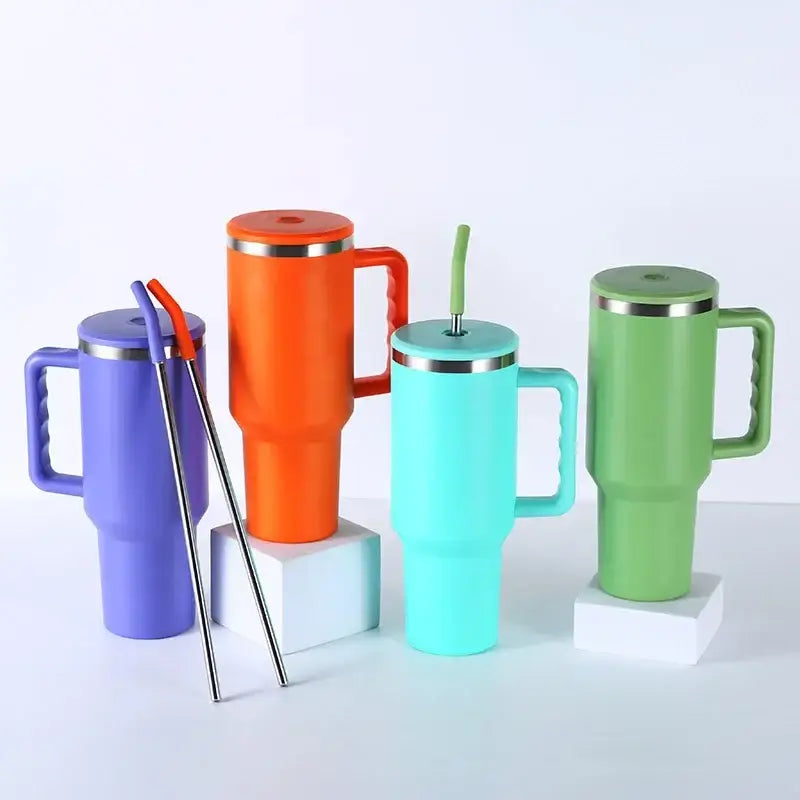 Purple and teal stainless steel sippy cup kitchen travel mug