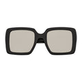 QUAD - Retro Modern Oversize Square Black Sunglasses Silver Mirror Lens