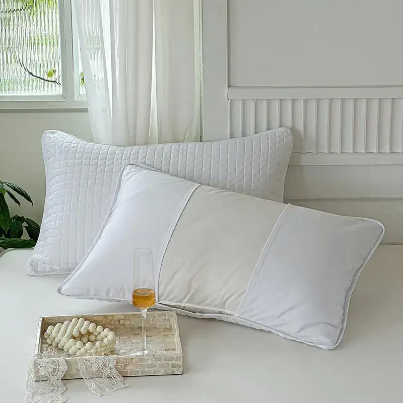 Quilted gray decorbites cotton pillowcase bedroom grid pattern cover