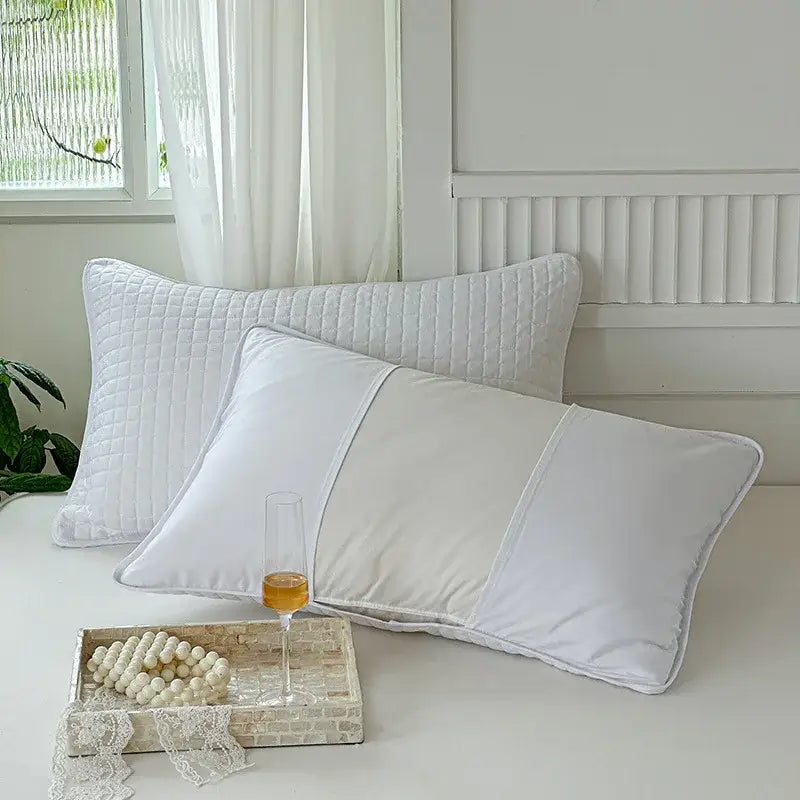 Quilted gray decorbites cotton pillowcase bedroom grid pattern cover