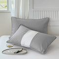 Quilted gray decorbites cotton pillowcase bedroom grid pattern cover