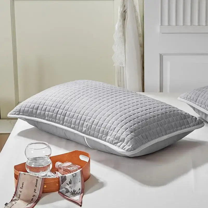 Quilted gray decorbites cotton pillowcase bedroom grid pattern cover