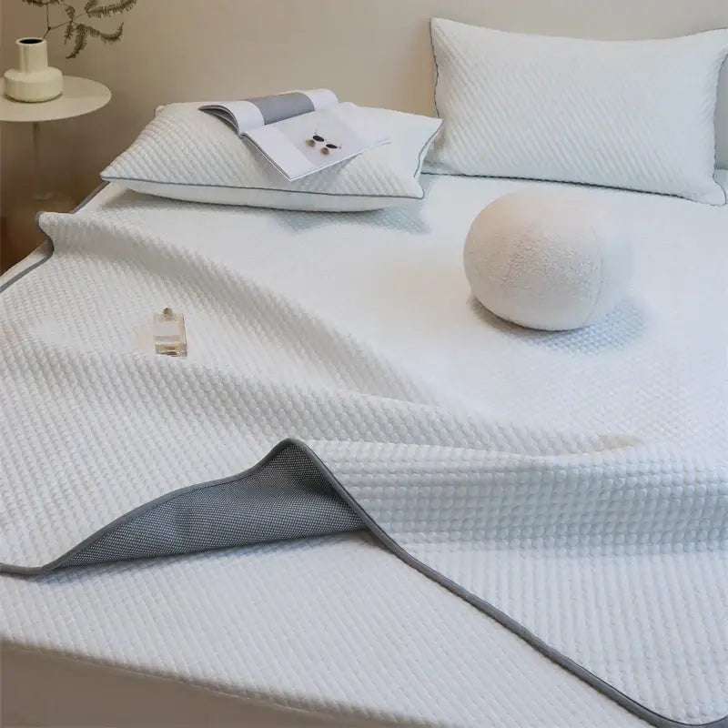 Quilted white & gray cooling mat pillowcase set bedroom decorbites ice bean