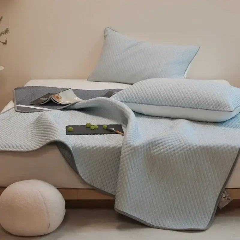 Quilted white & gray cooling mat pillowcase set bedroom decorbites ice bean