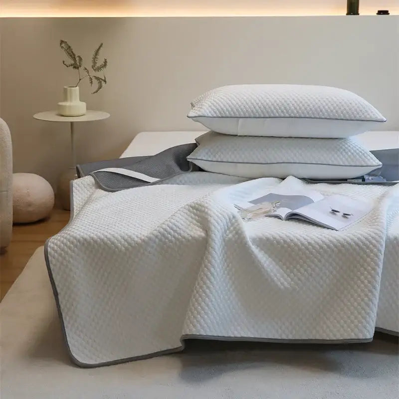 Quilted white & gray cooling mat pillowcase set bedroom decorbites ice bean