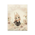 Beige rabbit girl canvas framed wall art set kids room