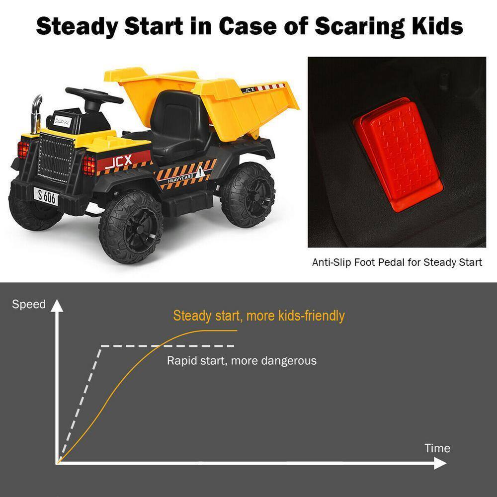 RC Construction Tractor with Electric 12-Volt Battery for Kids Ride-On Fun