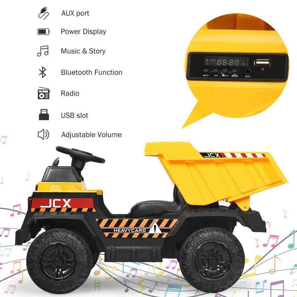 RC Construction Tractor with Electric 12-Volt Battery for Kids Ride-On Fun