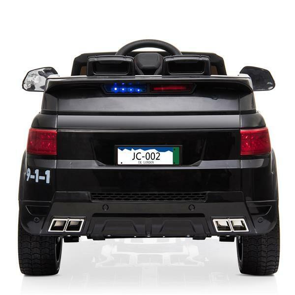 RC Kids SUV Police Car with LED Flashing Horn and Music - 12V Electric Ride On Toy
