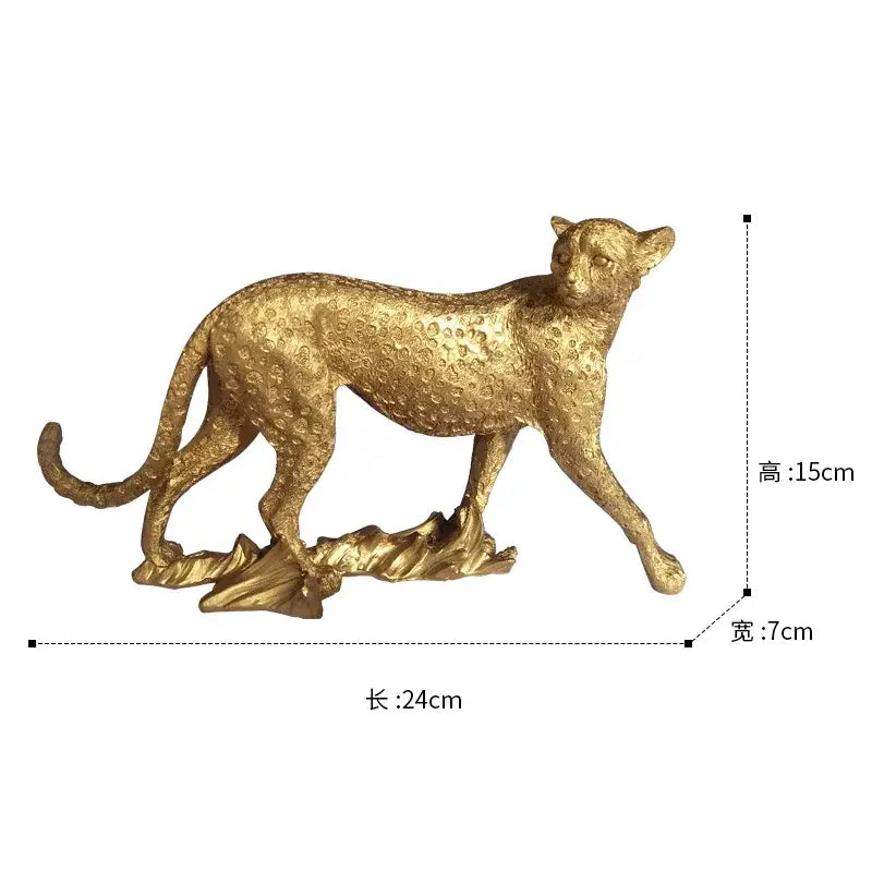 Realistic golden leopard print resin crafts office decor