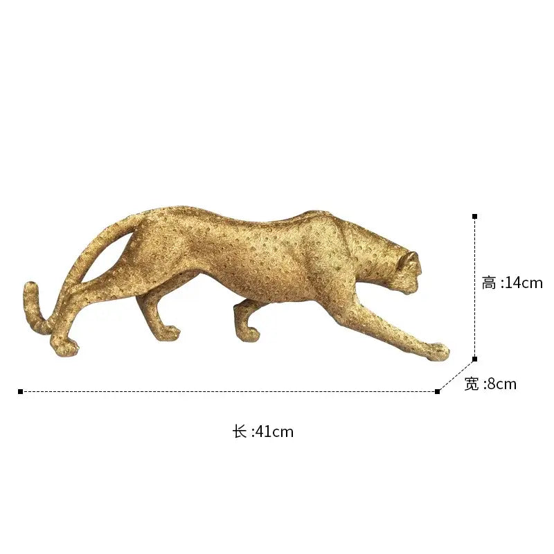 Realistic golden leopard print resin crafts office decor