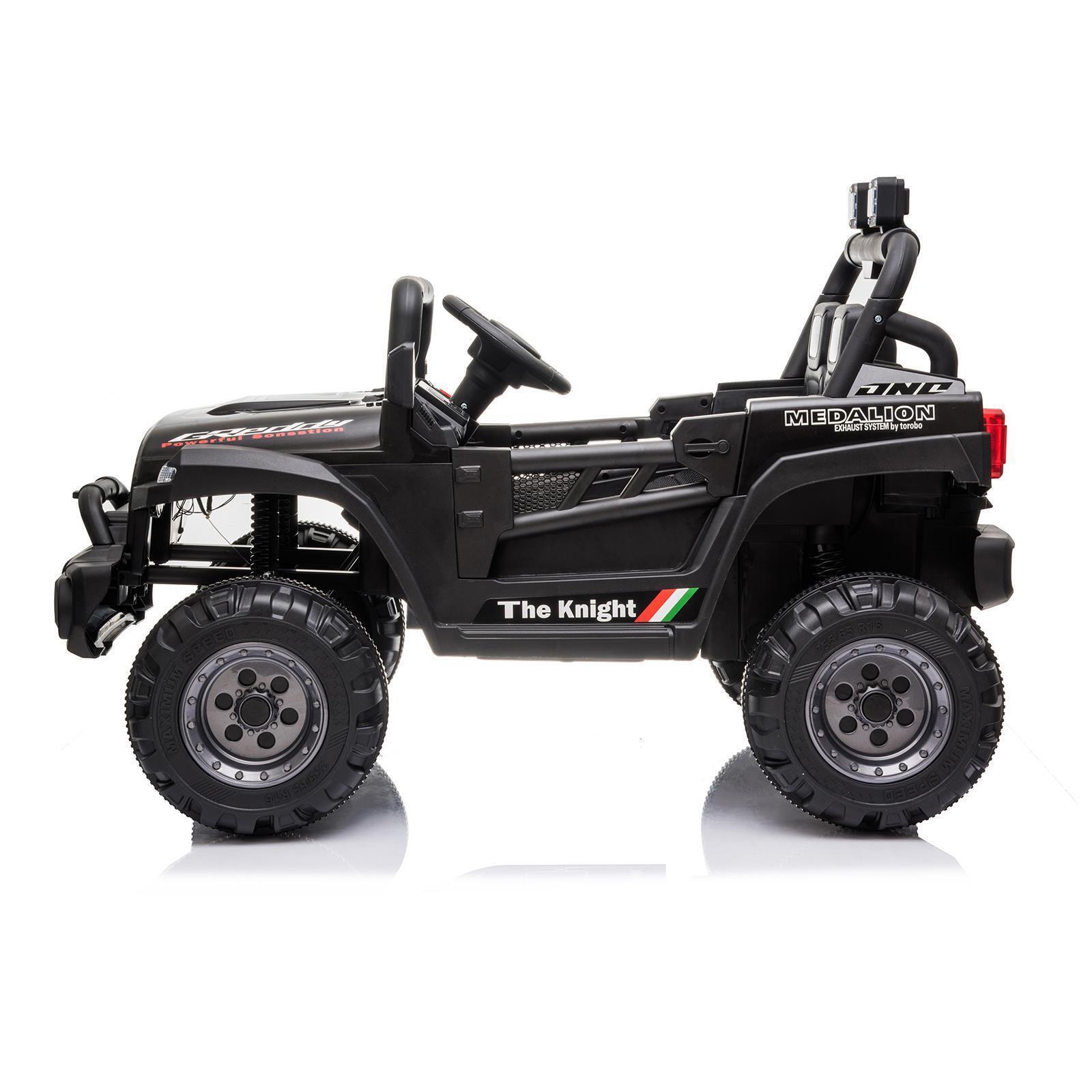 Rechargeable Electric Car Toy with Adjustable Seat Belt and 3 Speeds - Black