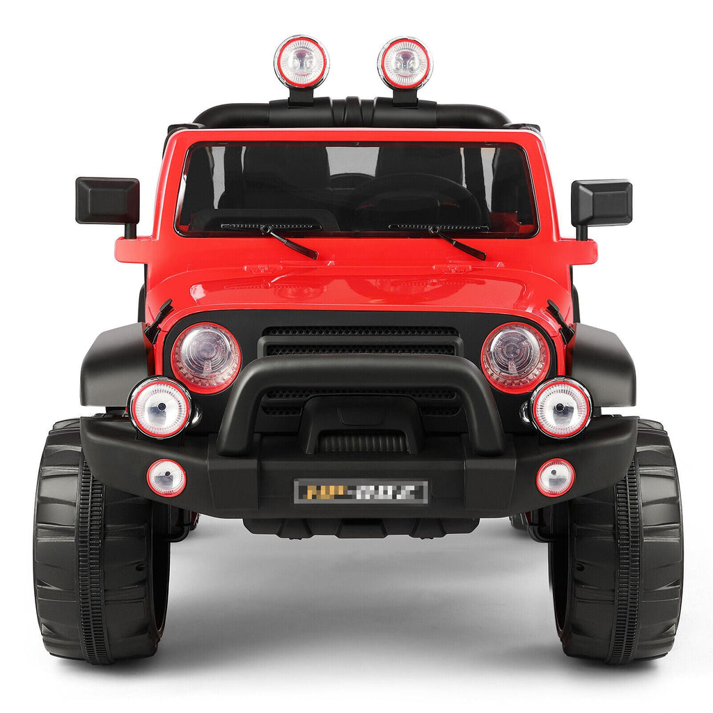 12V Double-Seater Electric Ride-On Truck for Kids with MP3, LED Lights, Cover, and Remote Control
