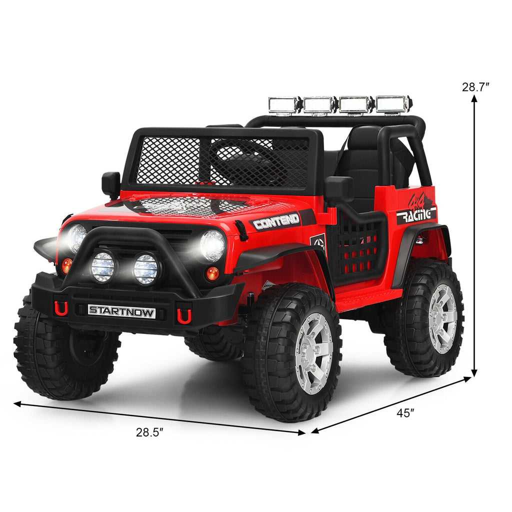 Red 12V Kids Ride On Truck with Remote Control and Lights