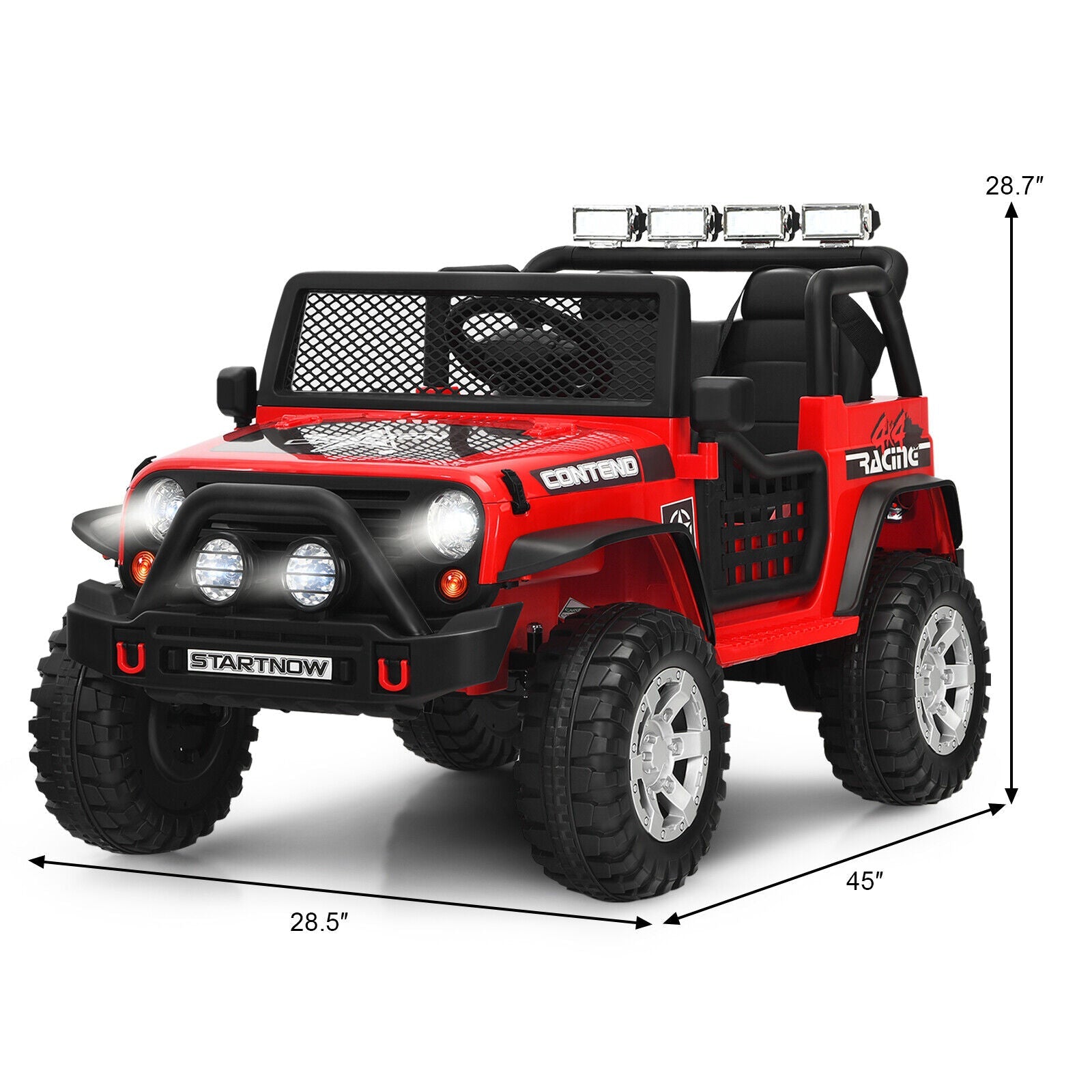 Red 12V Kids Ride On Truck with Remote Control and Lights