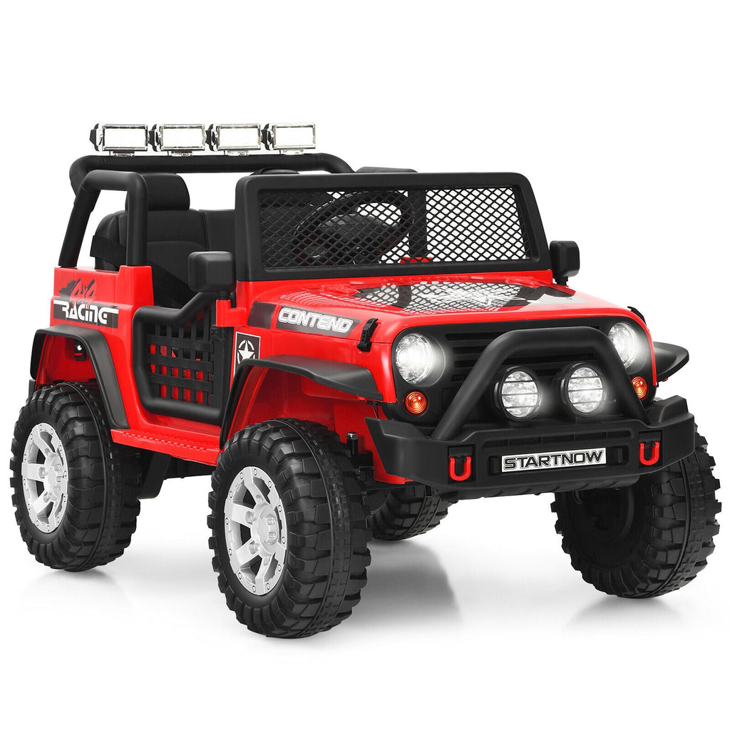 Red 12V Kids Ride On Truck with Remote Control and Lights
