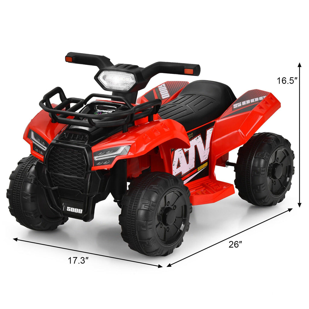 Red 6V Kids ATV Quad Electric Ride On Car with MP3 Player and LED Lights for Toddlers