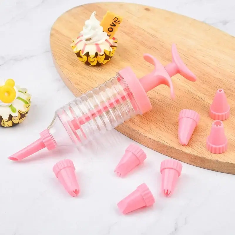 Red and clear cookie cream cake press kitchen decorating kit
