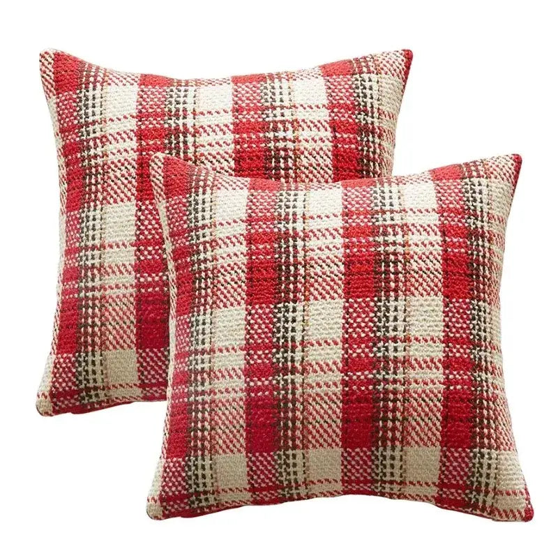 Red and cream buffalo plaid cushion cover living room throw pillow
