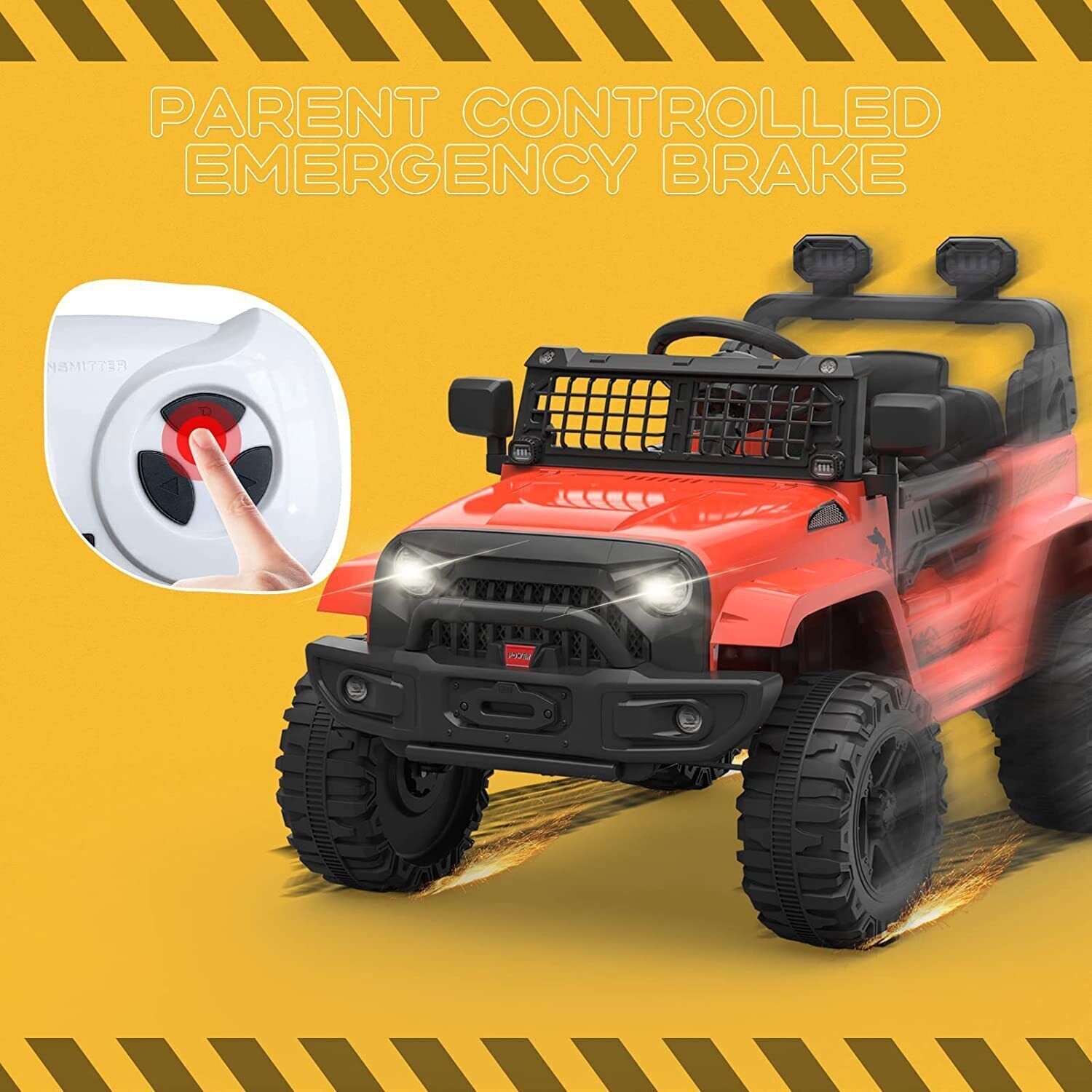 Red Electric Ride-On Car with Remote Control for Kids - 12V, LED Lights, MP3 Player, 1 Seat