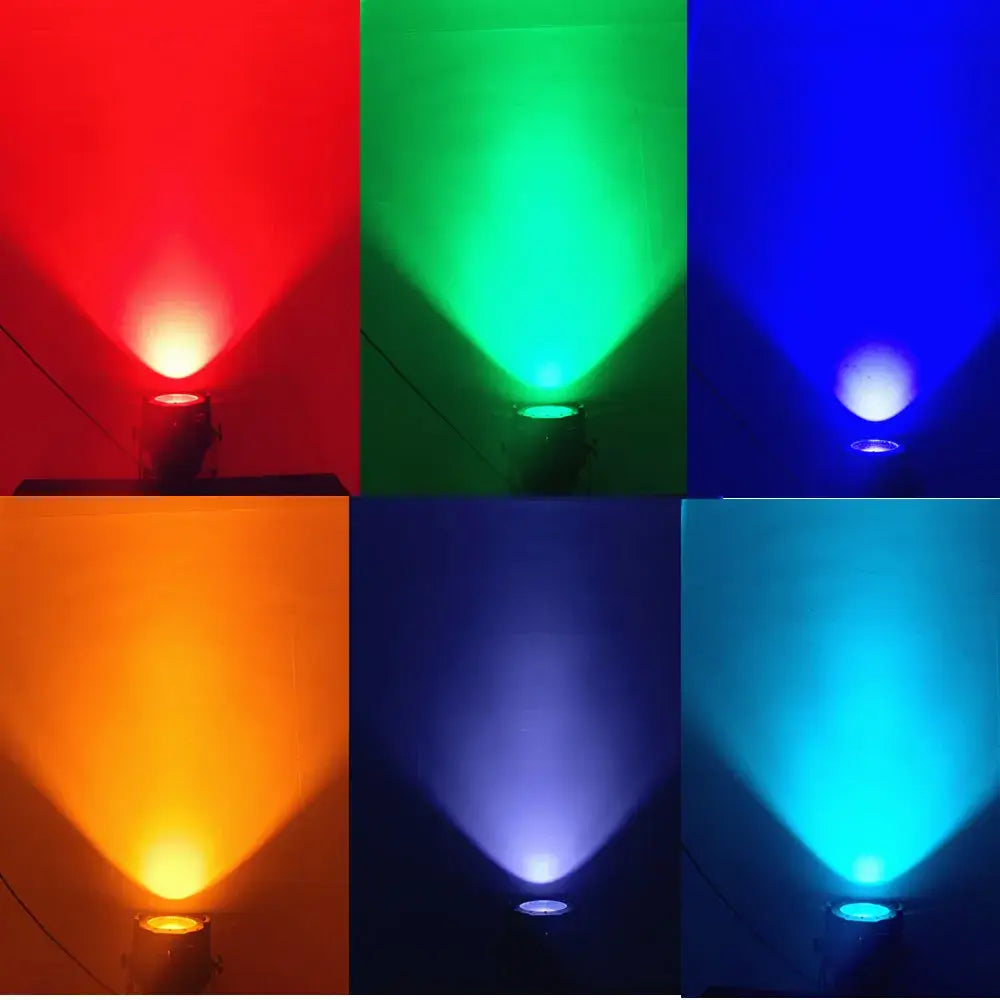 Red led par cob stage light with black barn doors for living room