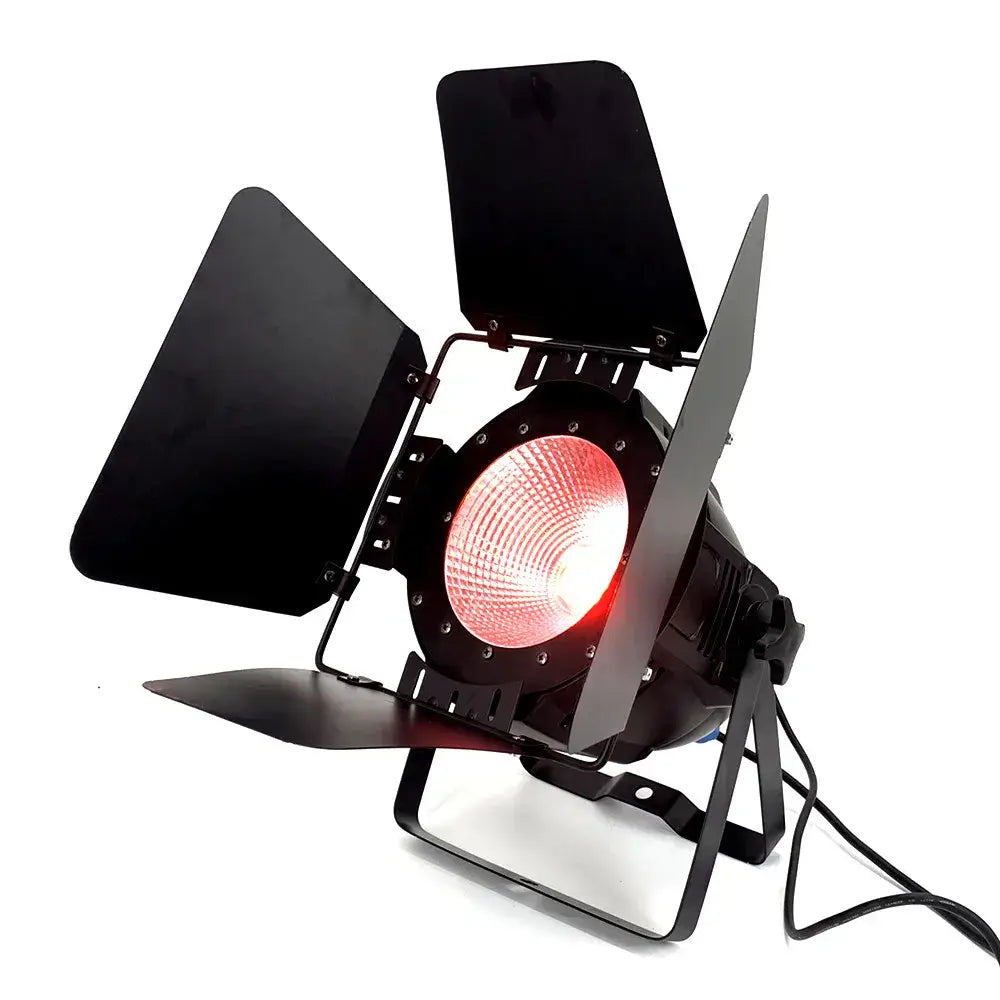 Red led par cob stage light with black barn doors for living room