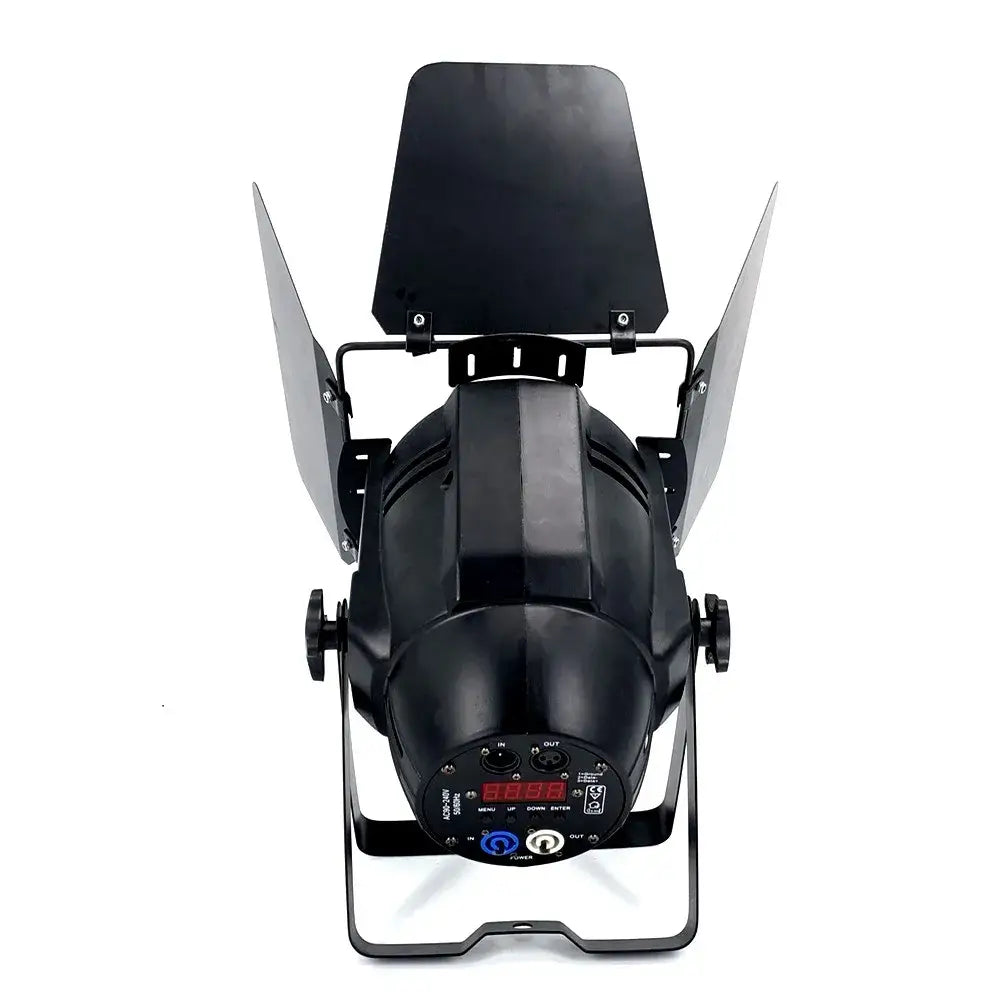 Red led par cob stage light with black barn doors for living room