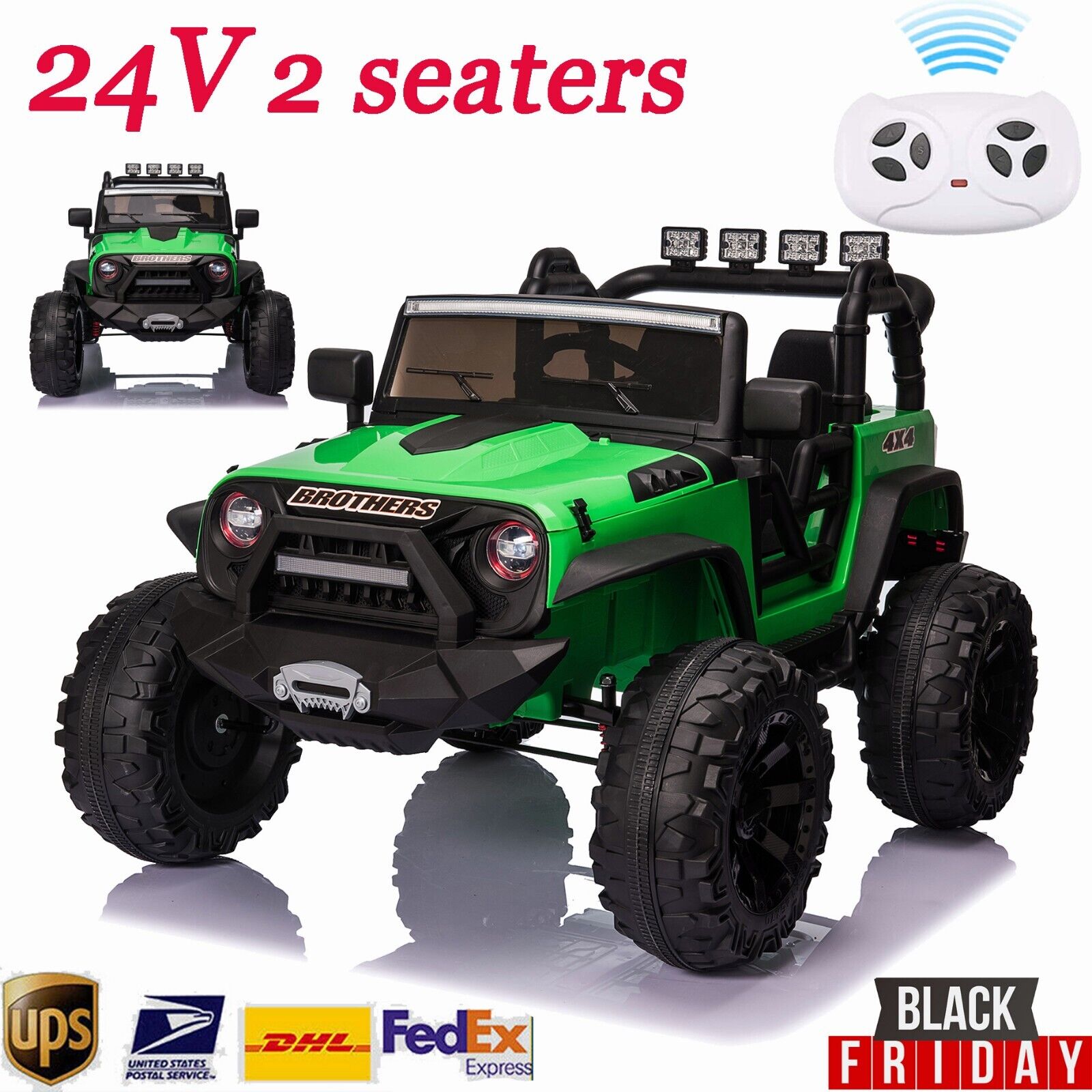 400W Electric Kids Ride On Jeep Truck with Remote Control, MP3 Player, and LED Lights