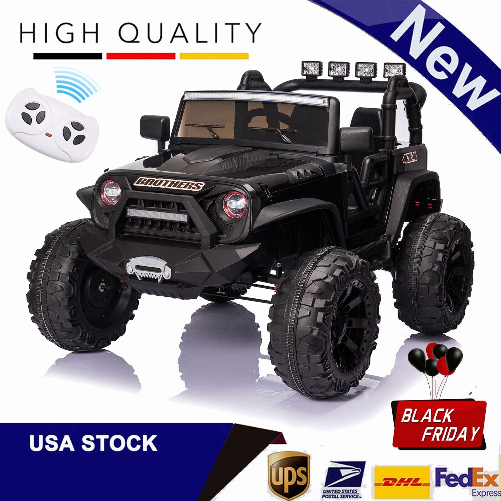 400W Electric Kids Ride On Jeep Truck with Remote Control - Perfect Xmas Gift for Outdoor Fun