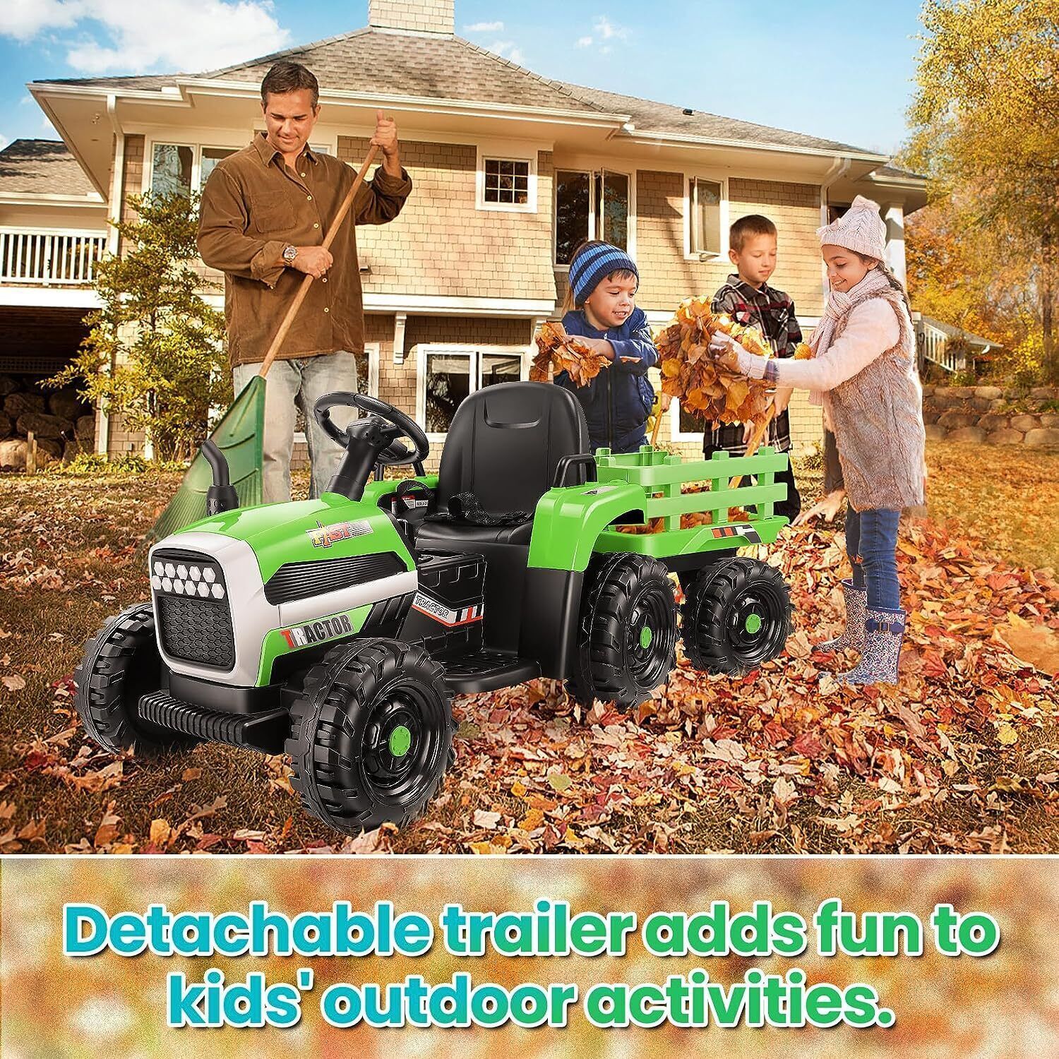 Electric Ride-On Tractor with Trailer for Kids - Remote Controlled Toy Car