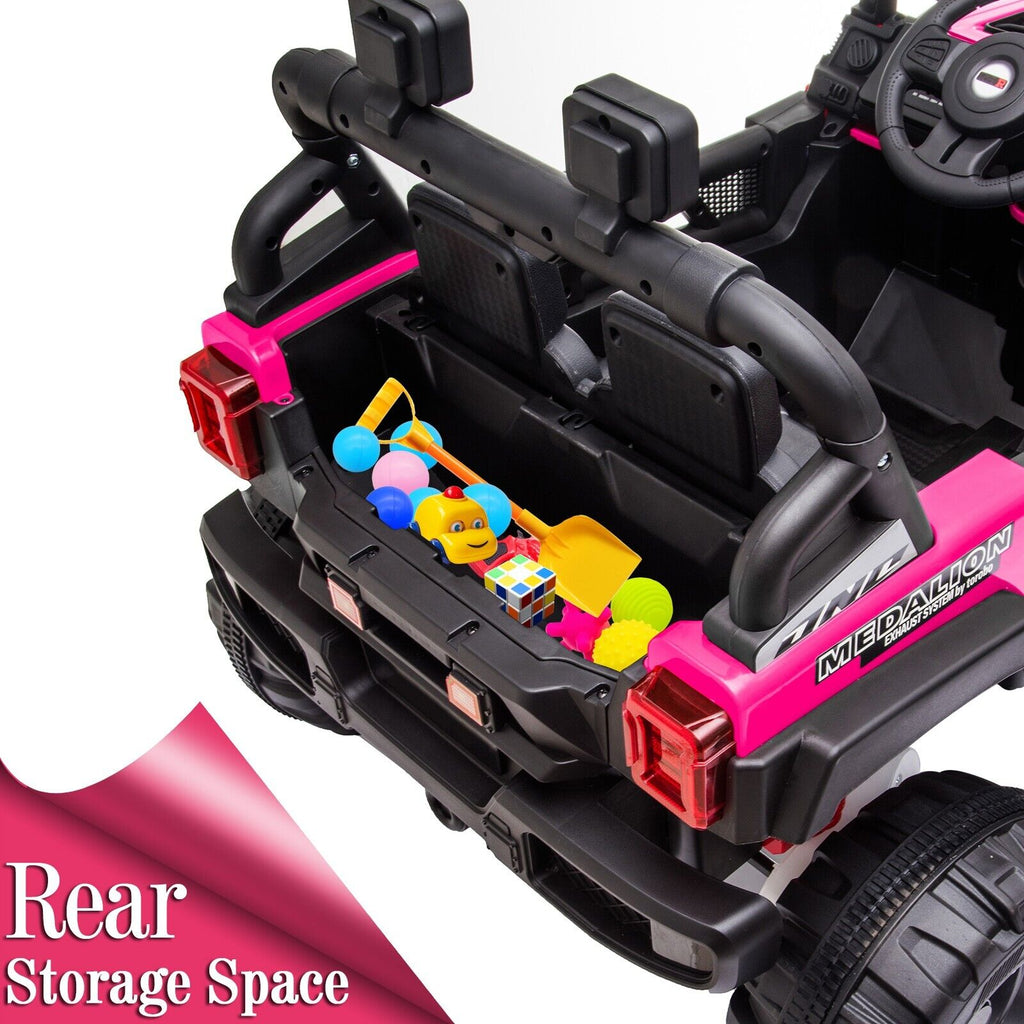 Remote Control Off-Road Truck Toy with LED Lights and Dual Drive - 12V Battery Powered