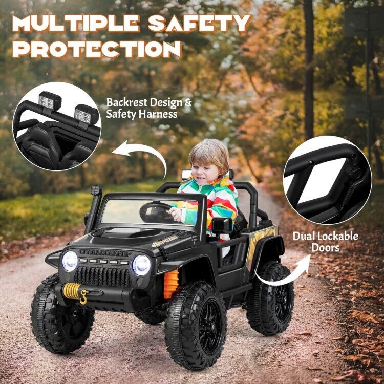 Remote Control Ride-On Truck for Kids with LED Lights - 12V Children's Driving Toy