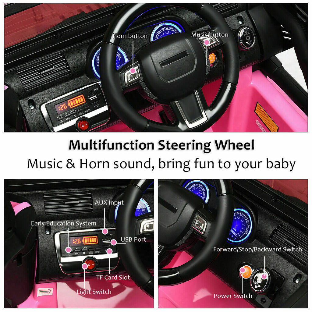 Remote Control Ride-On Truck for Kids with MP3 Player and LED Lights - Pink