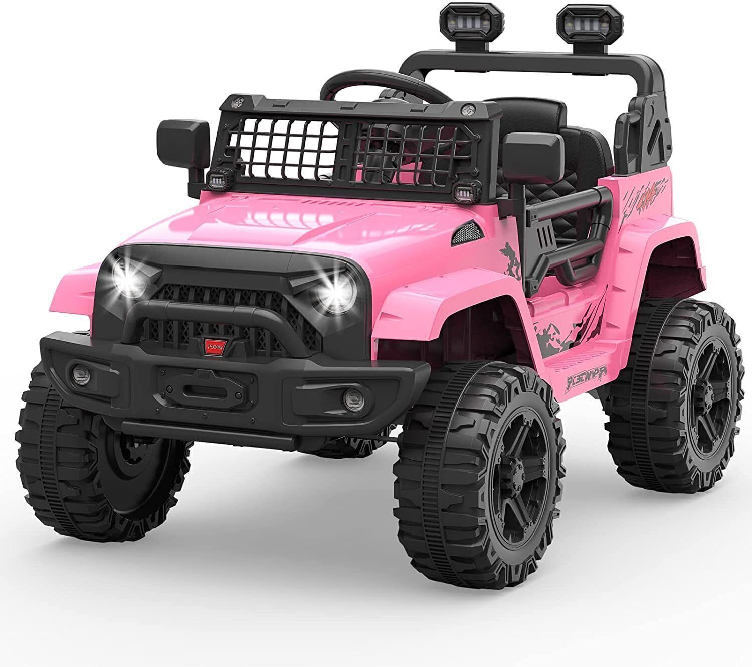 Remote Control Ride-On Truck with Bluetooth, LED Lights, and 2 Speeds for Kids